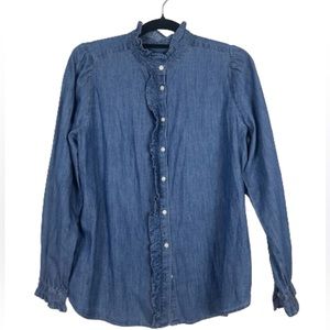 Loft Jean blouse with ruffle detail, women’s M